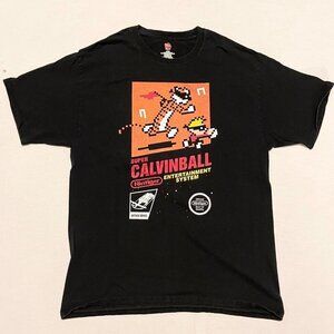 Super CalvinBall Shirt Mens Size Large Short Sleeve T Shirt Calvin Hobbes